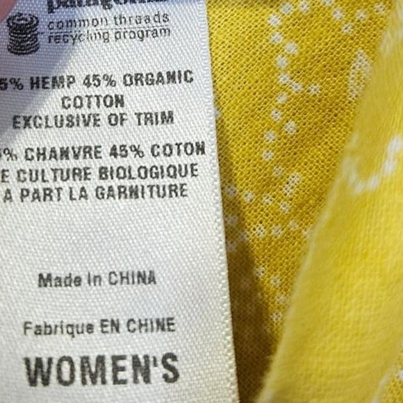 Patagonia 12 Organic Cotton Hemp Yellow Floral Sun Dress Outdoor Gorpcore - Picture 4 of 4